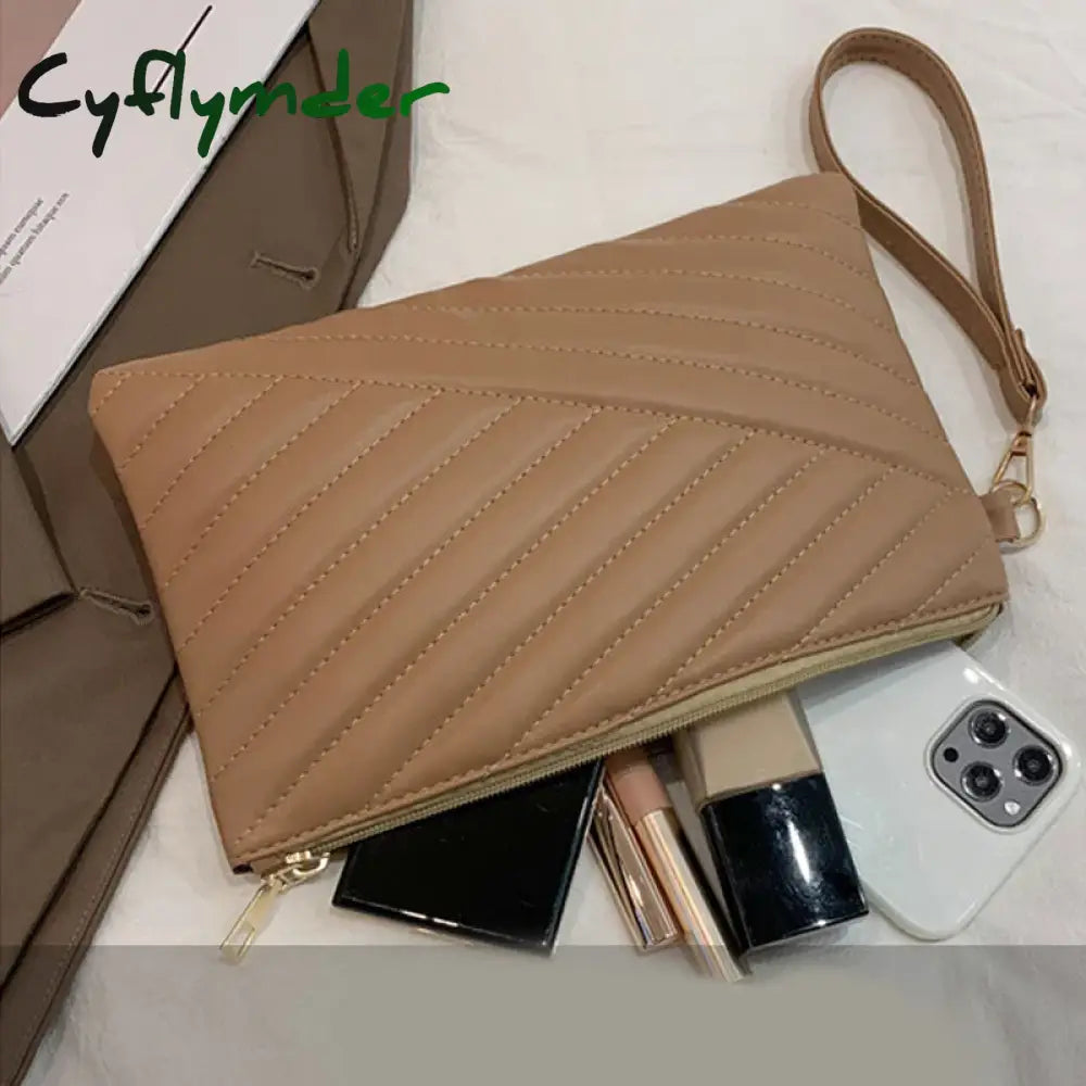 Cyflymder Women Wristlet Bag Stylish Leather Envelope Shopping Traveling Portable Small Purse