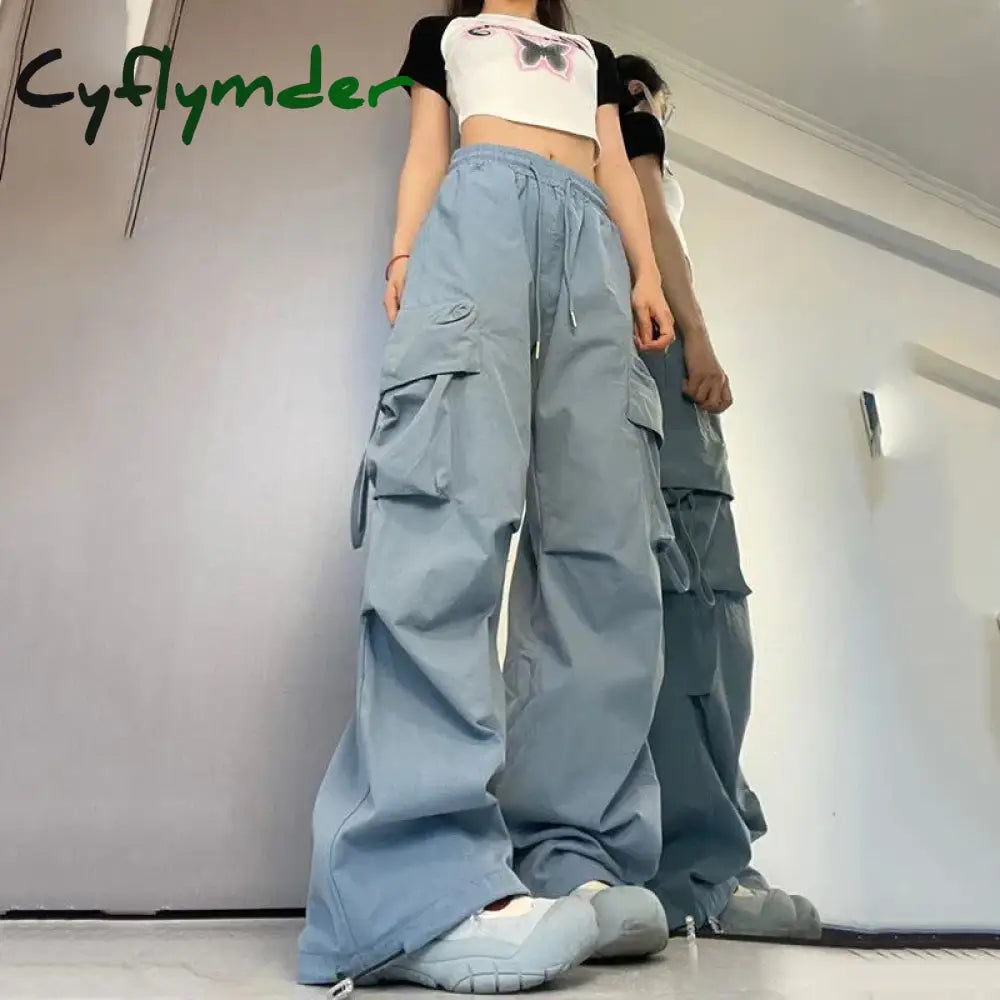 Cyflymder Women Y2K Cargo Pants High Waist Streetwear Hip Hop Trousers Female Big Pockets Casual