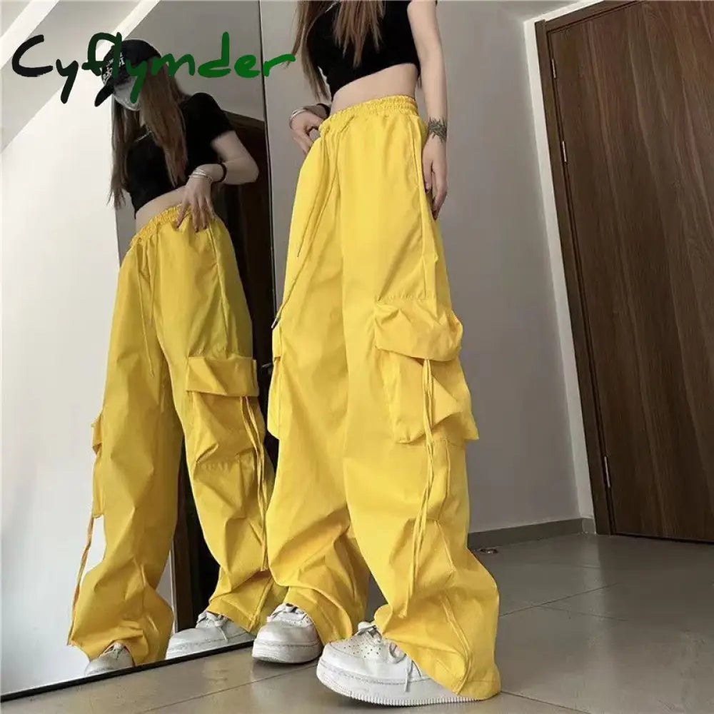 Cyflymder Women Y2K Cargo Pants High Waist Streetwear Hip Hop Trousers Female Big Pockets Casual