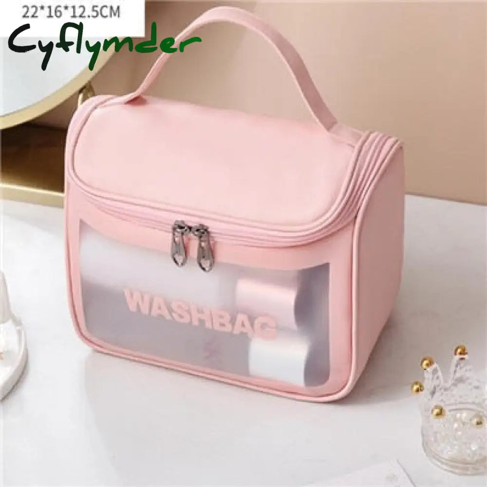 Cyflymder Women Zipper Wash Make Up Bag Travel Large Capacity Cosmetic Bags Pvc Waterproof Portable