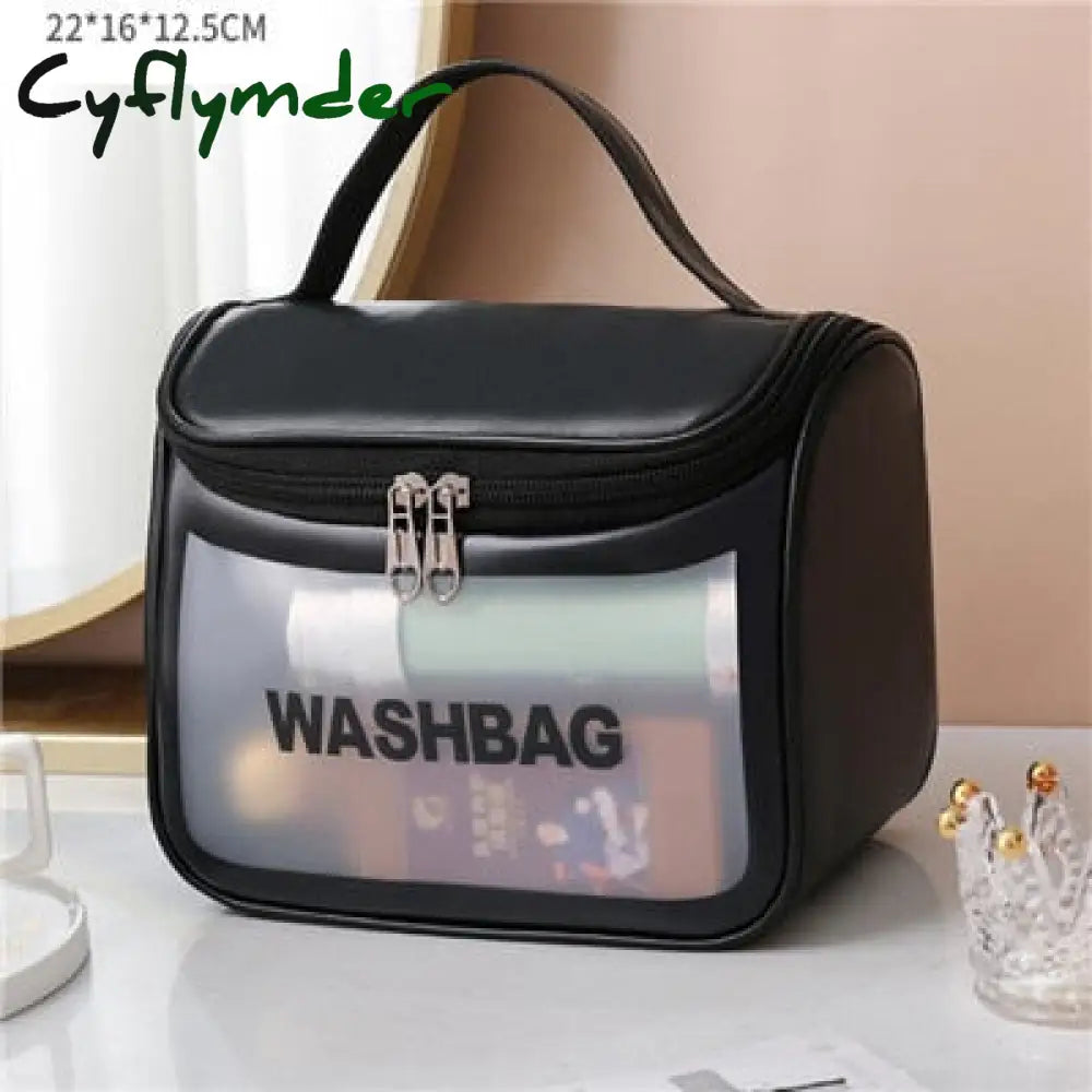 Cyflymder Women Zipper Wash Make Up Bag Travel Large Capacity Cosmetic Bags Pvc Waterproof Portable