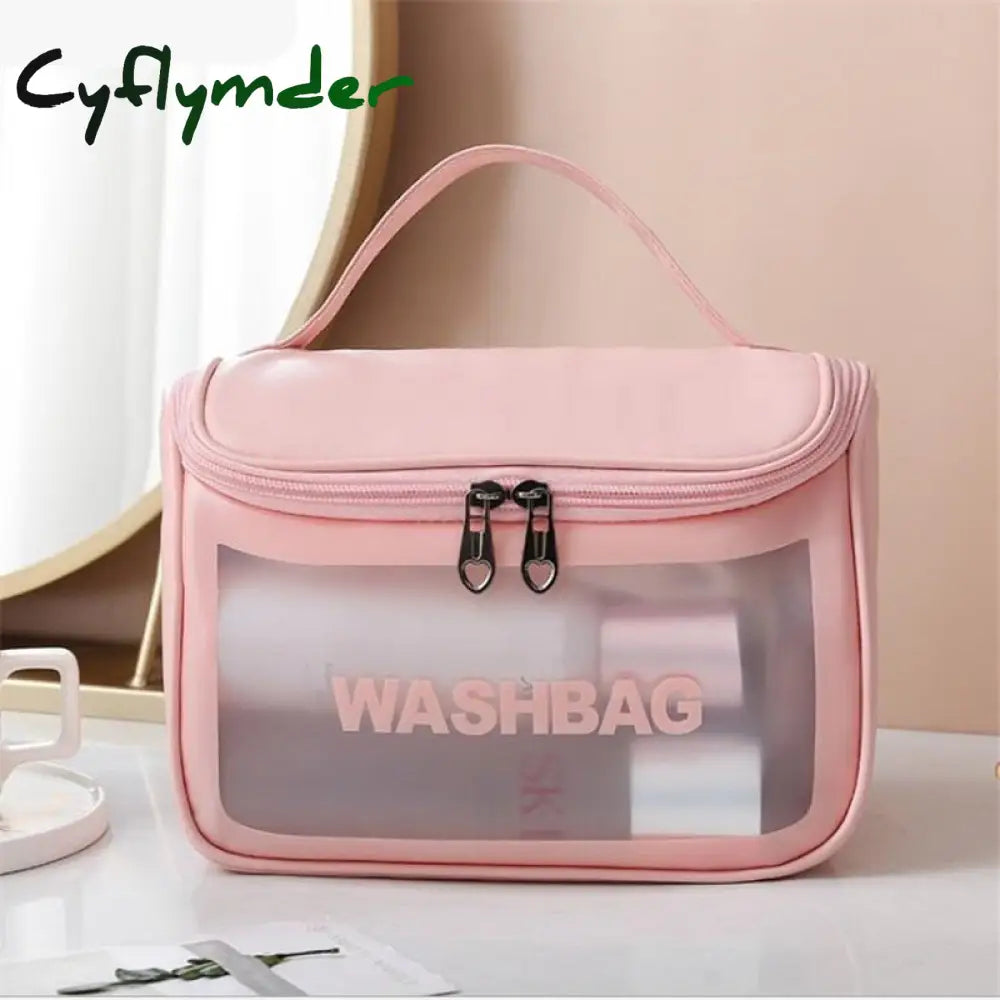 Cyflymder Women Zipper Wash Make Up Bag Travel Large Capacity Cosmetic Bags Pvc Waterproof Portable