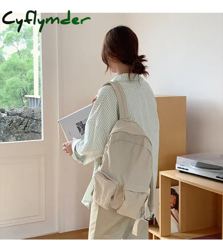 Cyflymder Women’s Backpack Designer Zipper Female Bag Nylon Travel Causal Book Laptop School