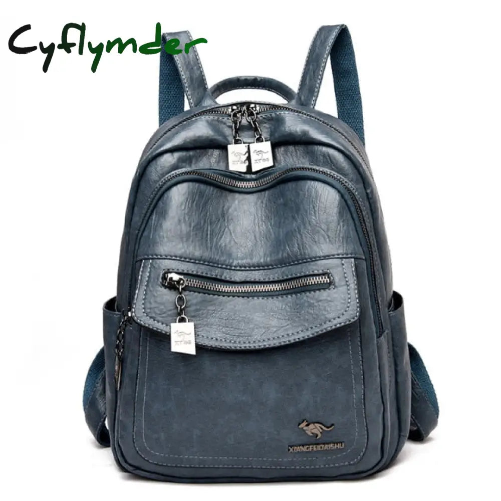 Cyflymder Women’s Backpack Fashion And Elegant Bag Soft Leather Solid Zipper Comfortable For