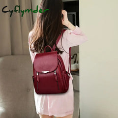 Cyflymder Womens Backpack Female Pu Leather Back Pack Large Capacity School Bag For Girl Double