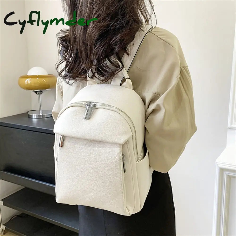 Cyflymder Women’s Backpack New Luxury Designer Solid Color Single Shoulder Bag Soft Leather Large