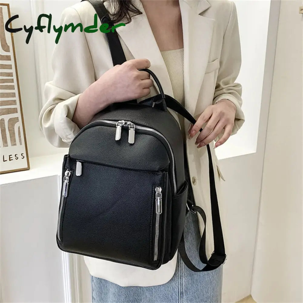 Cyflymder Women’s Backpack New Luxury Designer Solid Color Single Shoulder Bag Soft Leather Large