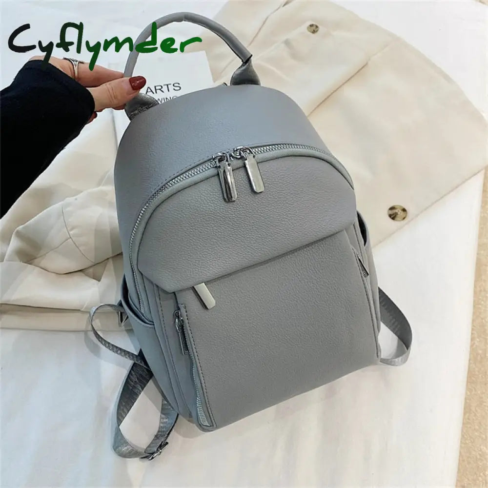 Cyflymder Women’s Backpack New Luxury Designer Solid Color Single Shoulder Bag Soft Leather Large