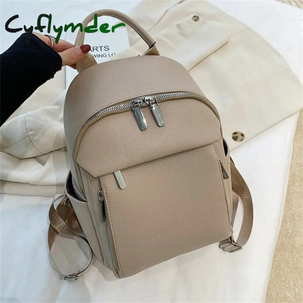 Cyflymder Women’s Backpack New Luxury Designer Solid Color Single Shoulder Bag Soft Leather Large