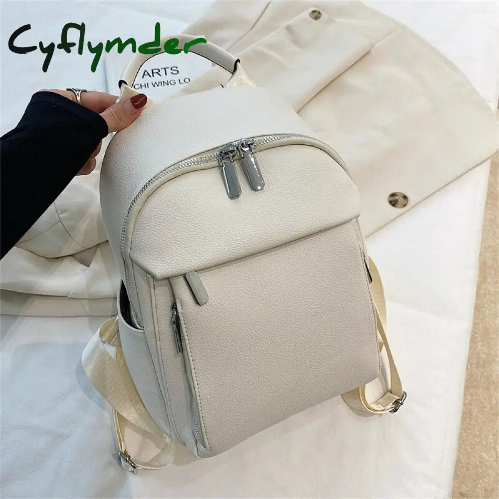 Cyflymder Women’s Backpack New Luxury Designer Solid Color Single Shoulder Bag Soft Leather Large