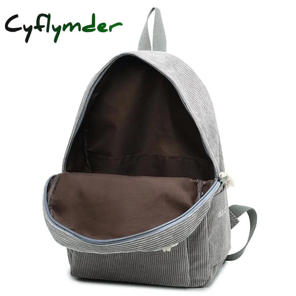 Cyflymder Women’s Backpack School Bag Bookbag Commuter Daily Solid Color Corduroy Adjustable