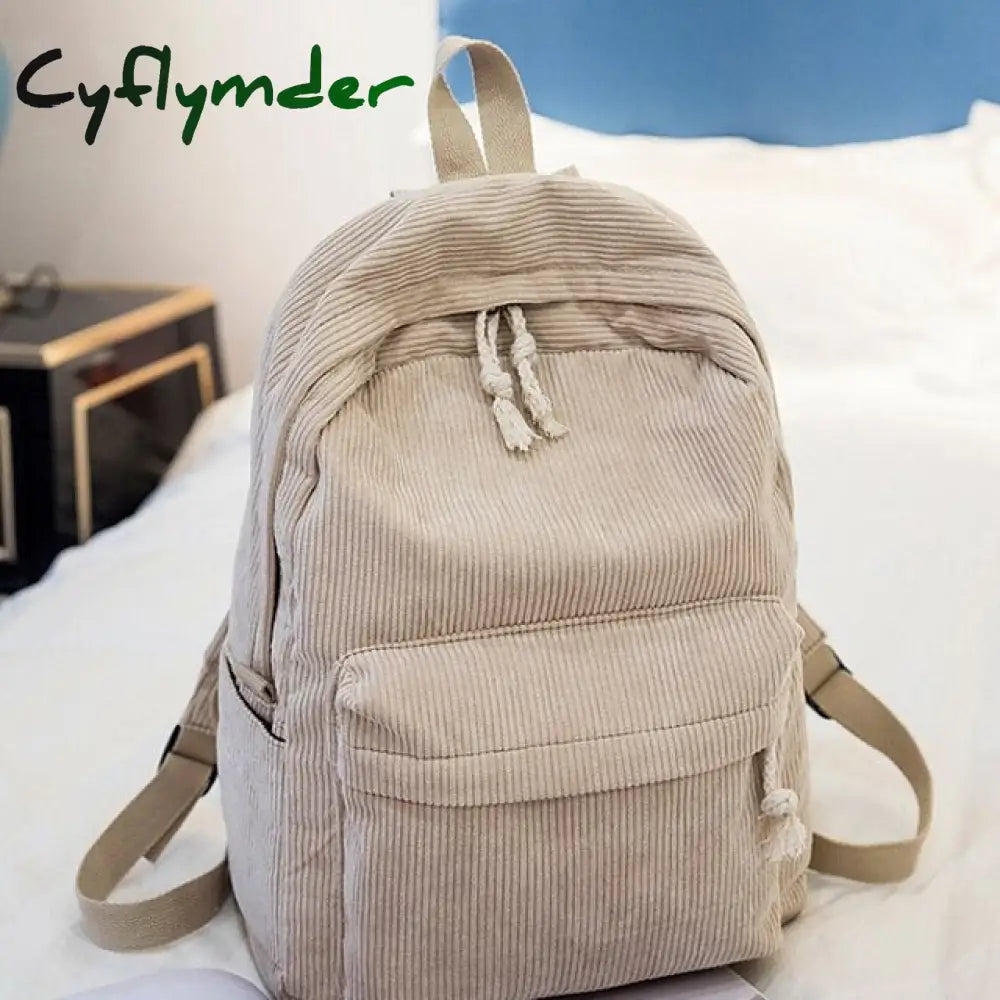 Cyflymder Women’s Backpack School Bag Bookbag Commuter Daily Solid Color Corduroy Adjustable