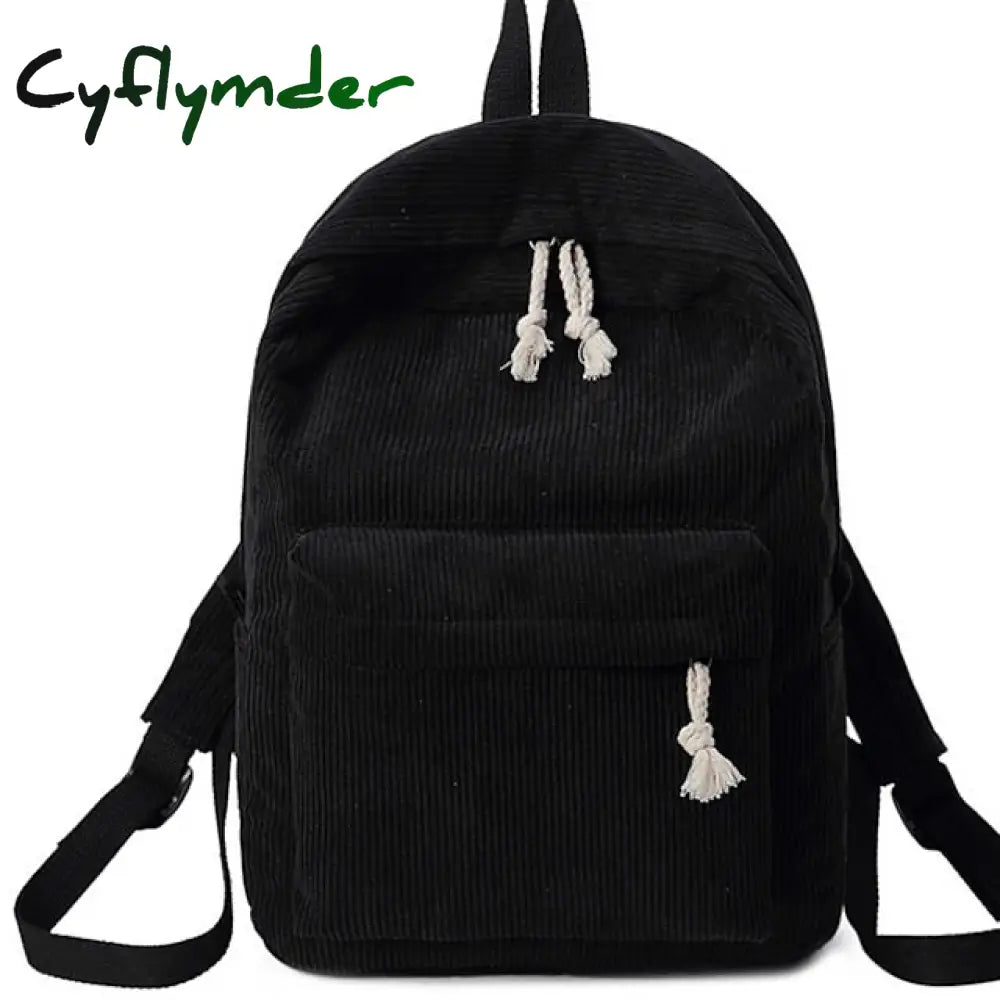 Cyflymder Women’s Backpack School Bag Bookbag Commuter Daily Solid Color Corduroy Adjustable