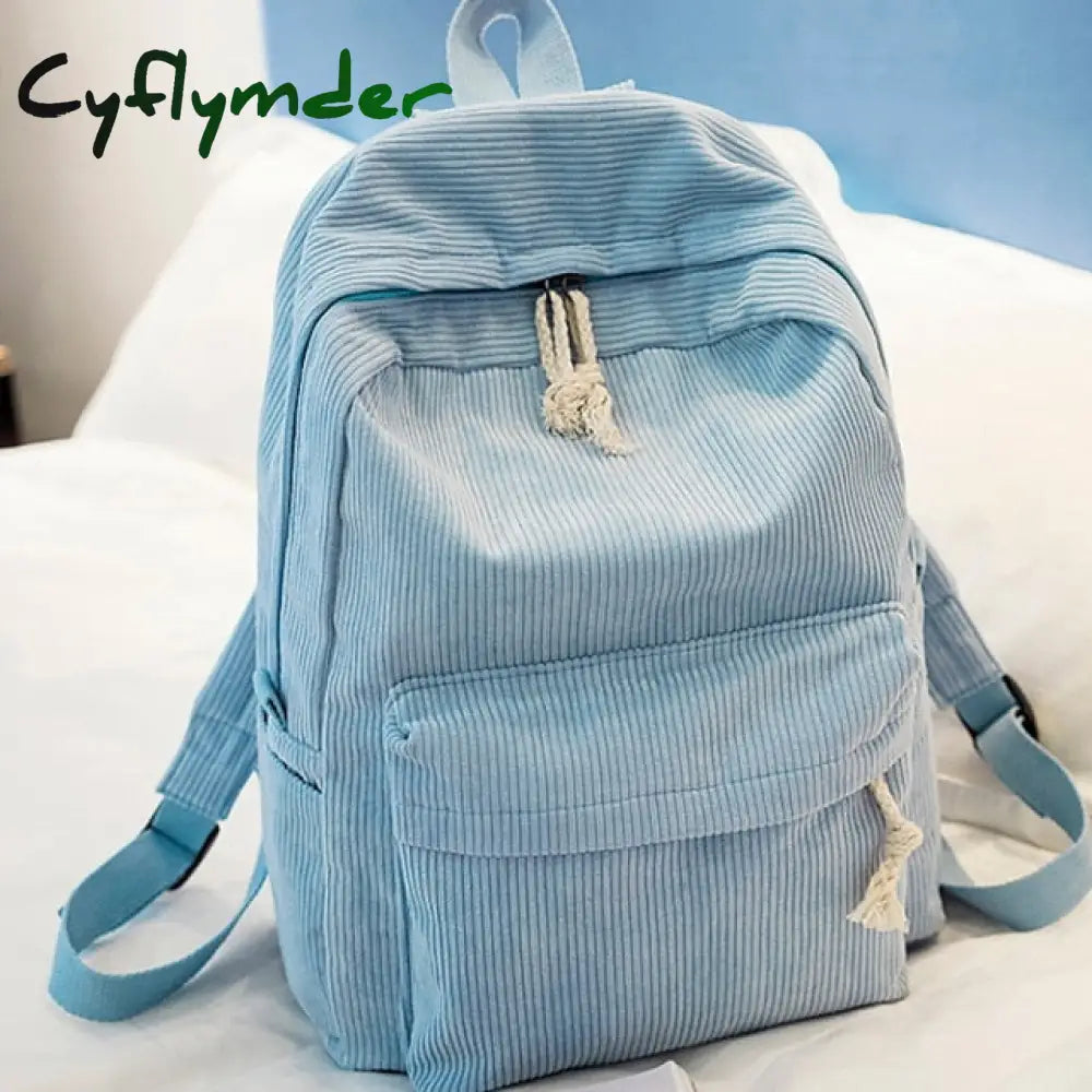 Cyflymder Women’s Backpack School Bag Bookbag Commuter Daily Solid Color Corduroy Adjustable