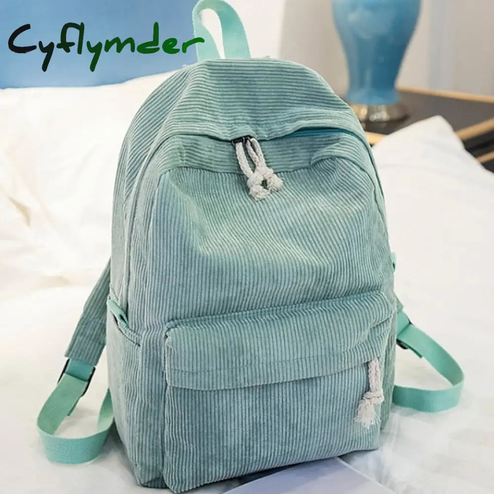 Cyflymder Women’s Backpack School Bag Bookbag Commuter Daily Solid Color Corduroy Adjustable