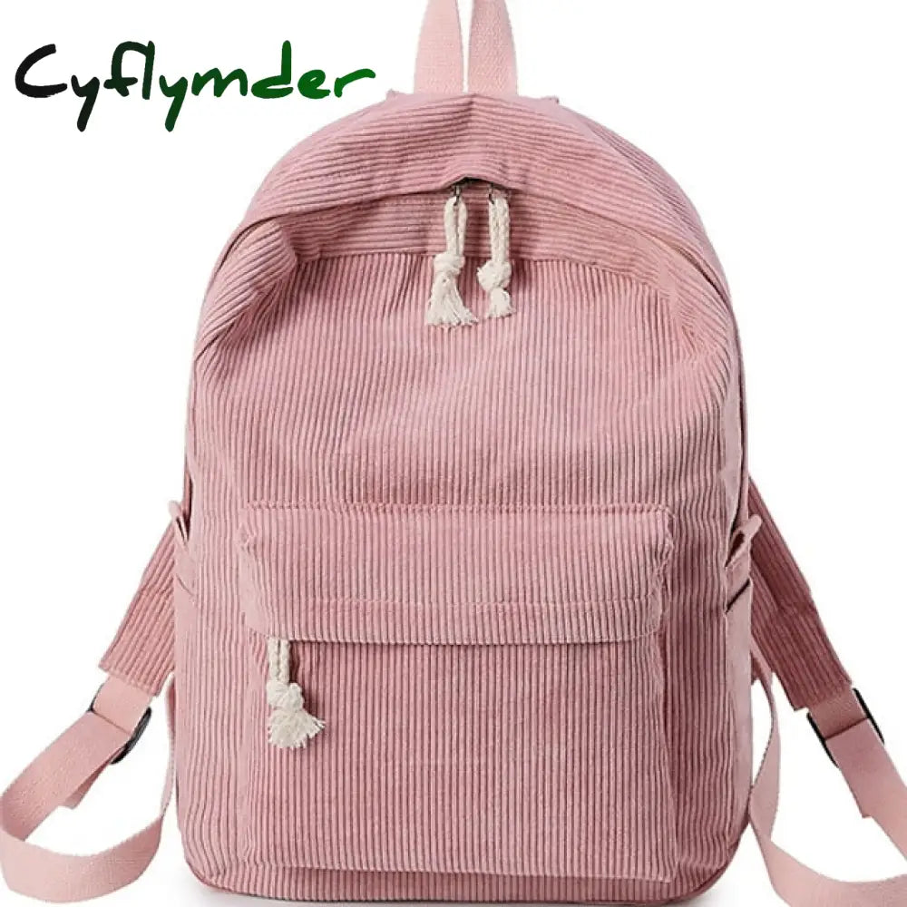 Cyflymder Women’s Backpack School Bag Bookbag Commuter Daily Solid Color Corduroy Adjustable