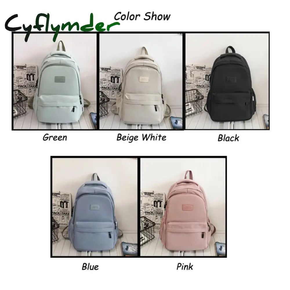 Cyflymder Women’s Backpack Solid Color Female Multi-Pocket Casual Woman Travel Bag High Quality