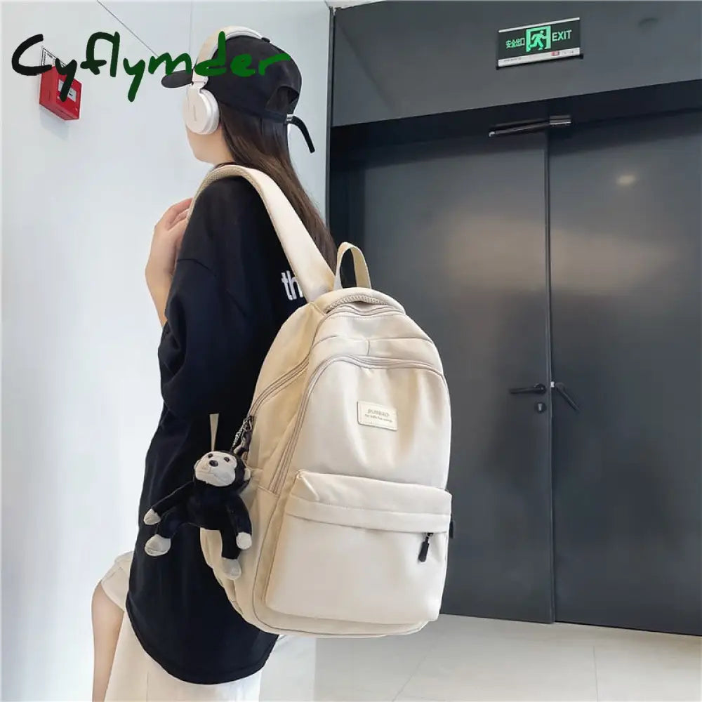 Cyflymder Women’s Backpack Solid Color Female Multi-Pocket Casual Woman Travel Bag High Quality