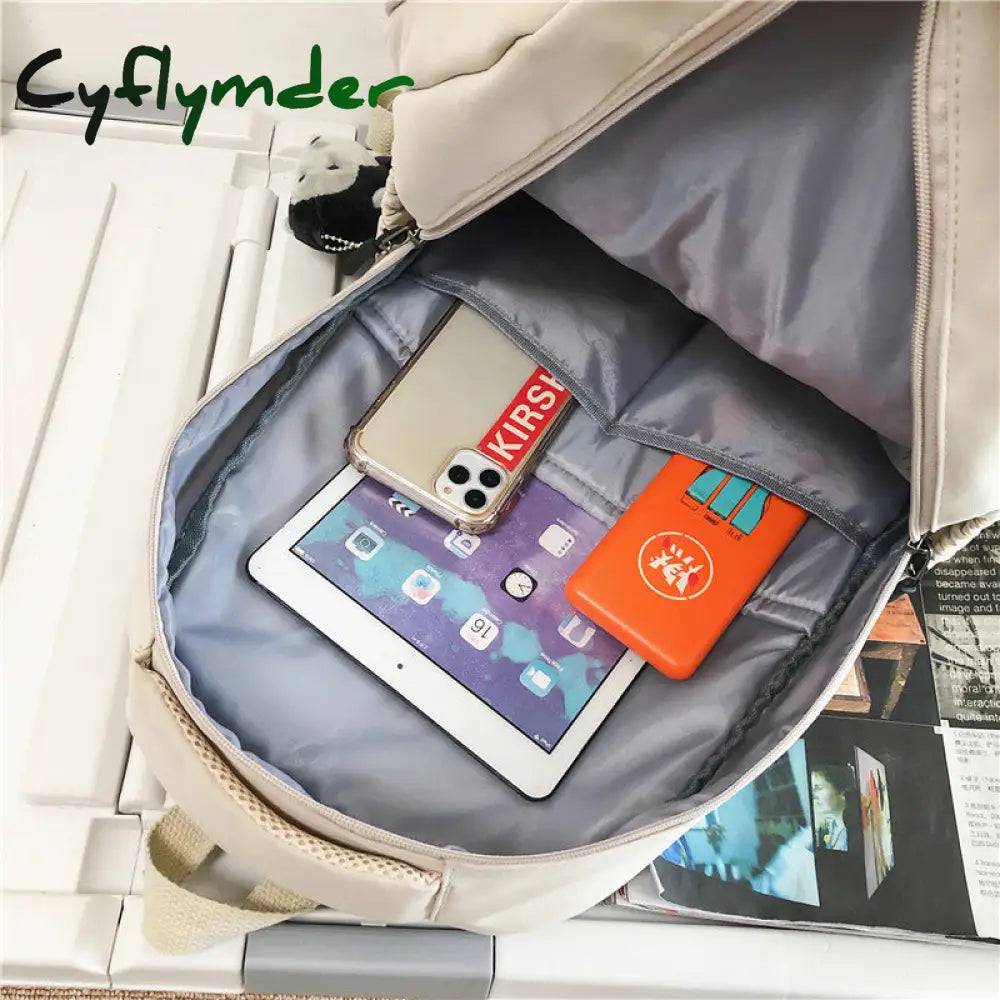 Cyflymder Women’s Backpack Solid Color Female Multi-Pocket Casual Woman Travel Bag High Quality