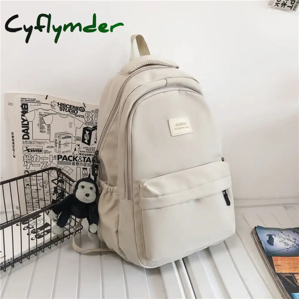 Cyflymder Women’s Backpack Solid Color Female Multi-Pocket Casual Woman Travel Bag High Quality