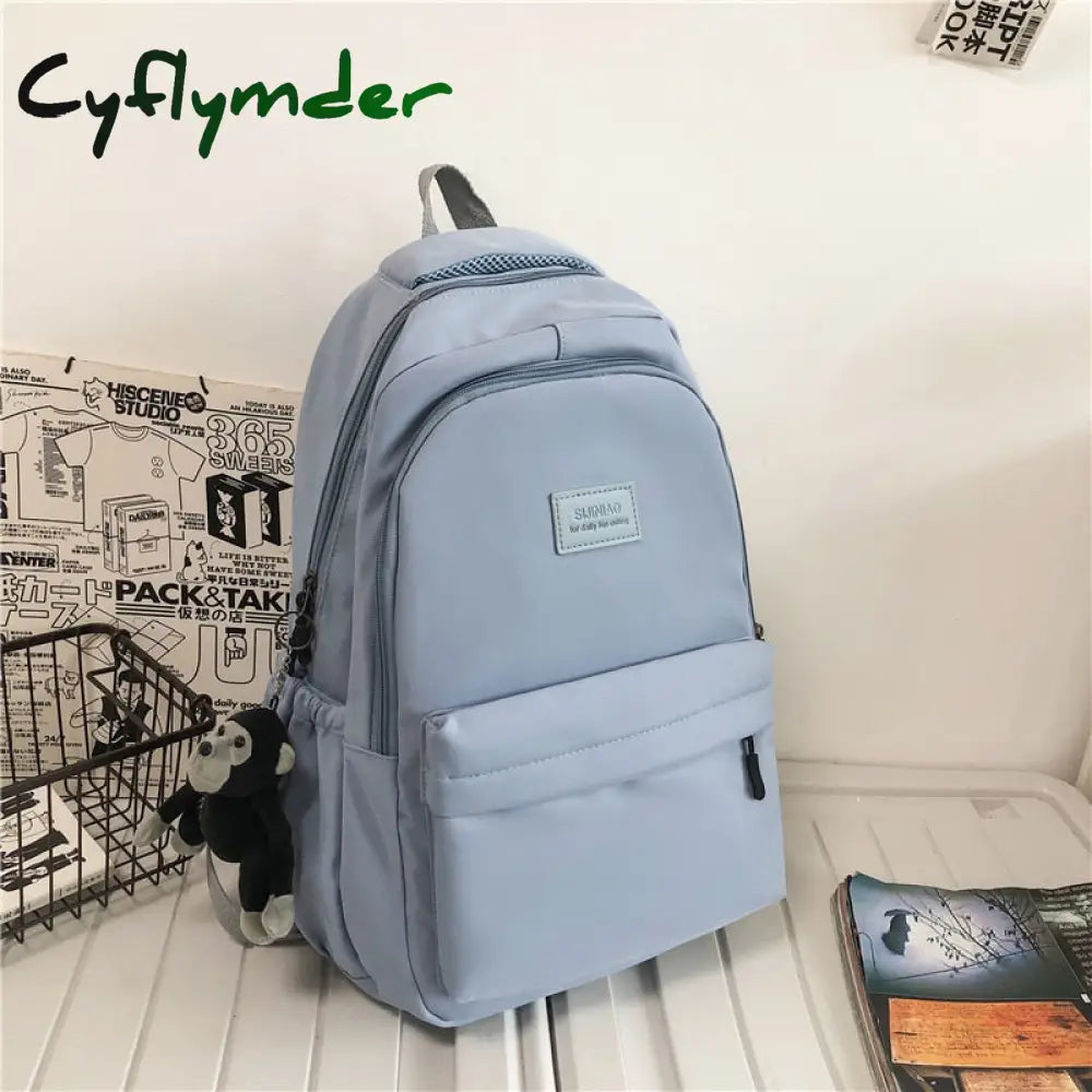 Cyflymder Women’s Backpack Solid Color Female Multi-Pocket Casual Woman Travel Bag High Quality