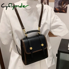 Cyflymder Women’s Backpack Summer New Fashion Small Cute Leather Bag Leisure Travel Solid Color