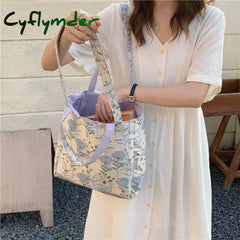 Cyflymder Women’s Bag Cheap Casual Large Capacity Shoulder Bags Shopper Canvas Fashion Harajuku