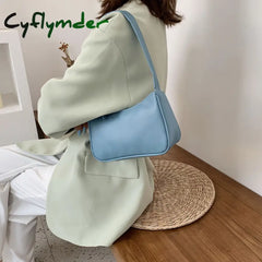 Cyflymder Women’s Bag Soft Pu Leather Women Shoulder Underarm Retro Solid Color Ladies Handbags