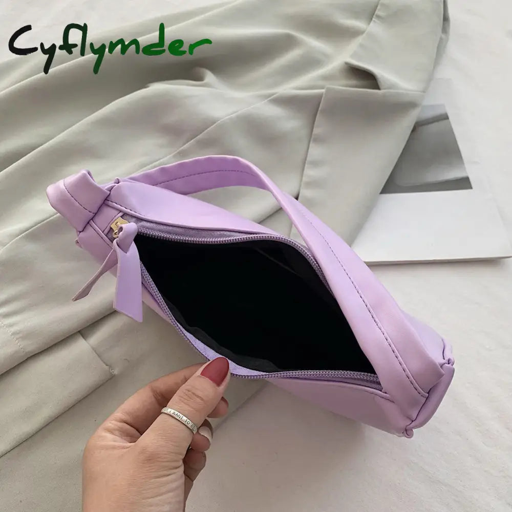 Cyflymder Women’s Bag Soft Pu Leather Women Shoulder Underarm Retro Solid Color Ladies Handbags