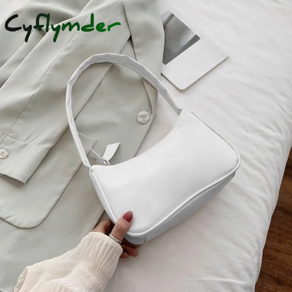 Cyflymder Women’s Bag Soft Pu Leather Women Shoulder Underarm Retro Solid Color Ladies Handbags