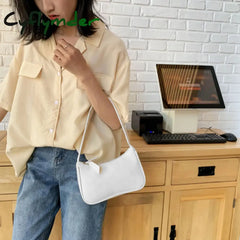 Cyflymder Women’s Bag Soft Pu Leather Women Shoulder Underarm Retro Solid Color Ladies Handbags