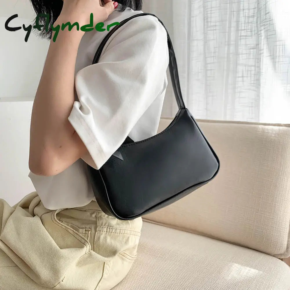 Cyflymder Women’s Bag Soft Pu Leather Women Shoulder Underarm Retro Solid Color Ladies Handbags