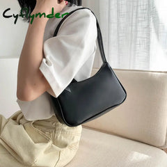 Cyflymder Women’s Bag Soft Pu Leather Women Shoulder Underarm Retro Solid Color Ladies Handbags