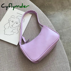 Cyflymder Women’s Bag Soft Pu Leather Women Shoulder Underarm Retro Solid Color Ladies Handbags