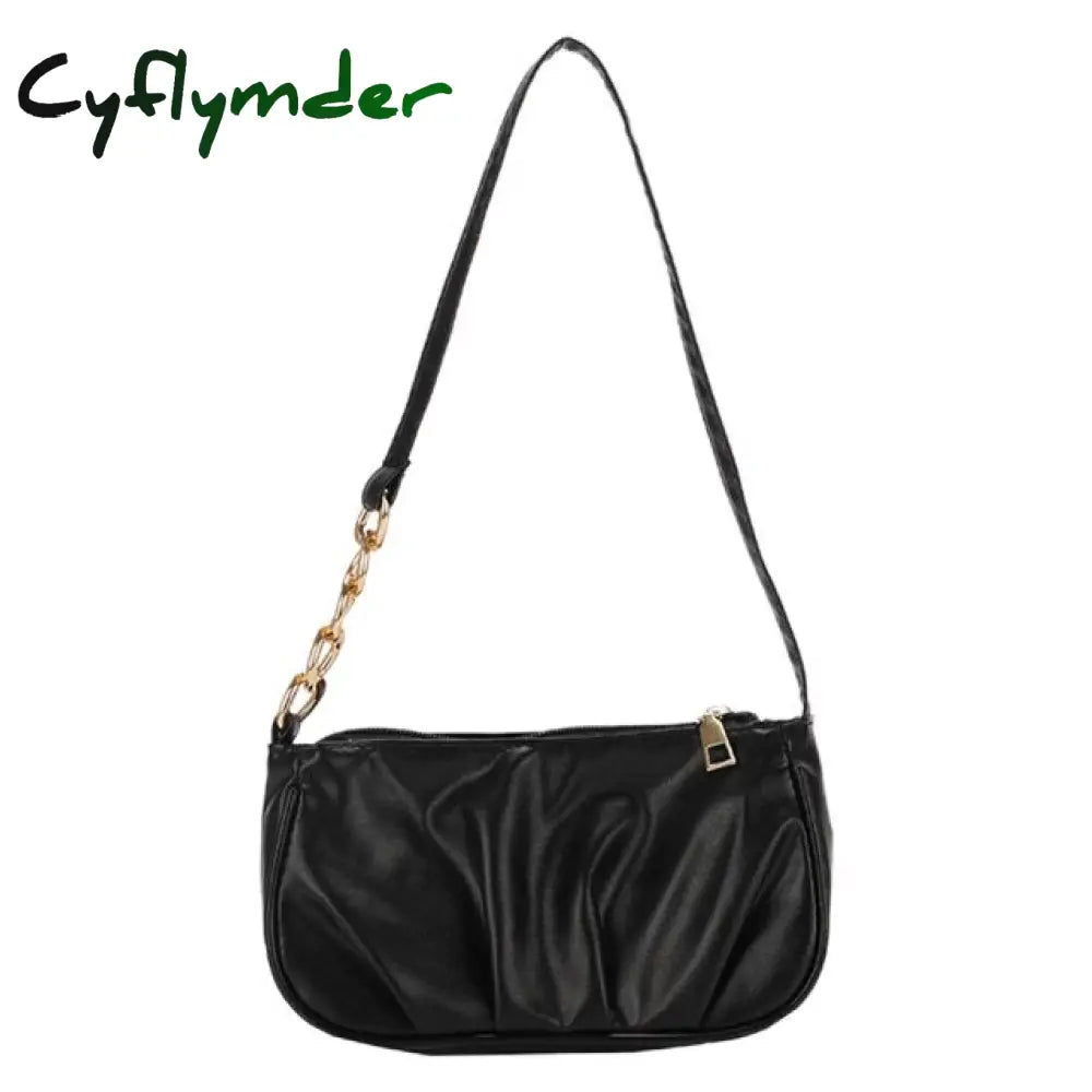 Cyflymder Women’s Bag Soft Pu Leather Women Shoulder Underarm Retro Solid Color Ladies Handbags