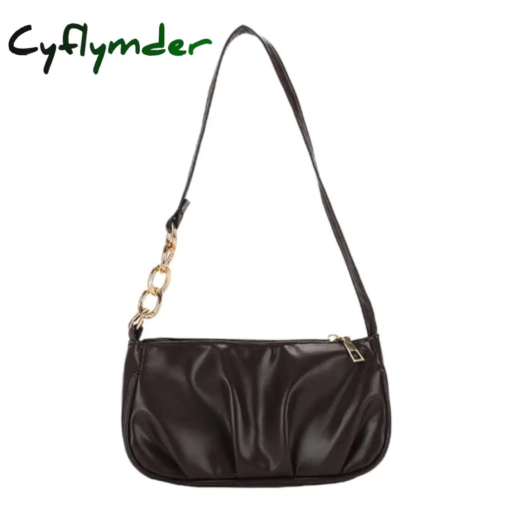 Cyflymder Women’s Bag Soft Pu Leather Women Shoulder Underarm Retro Solid Color Ladies Handbags