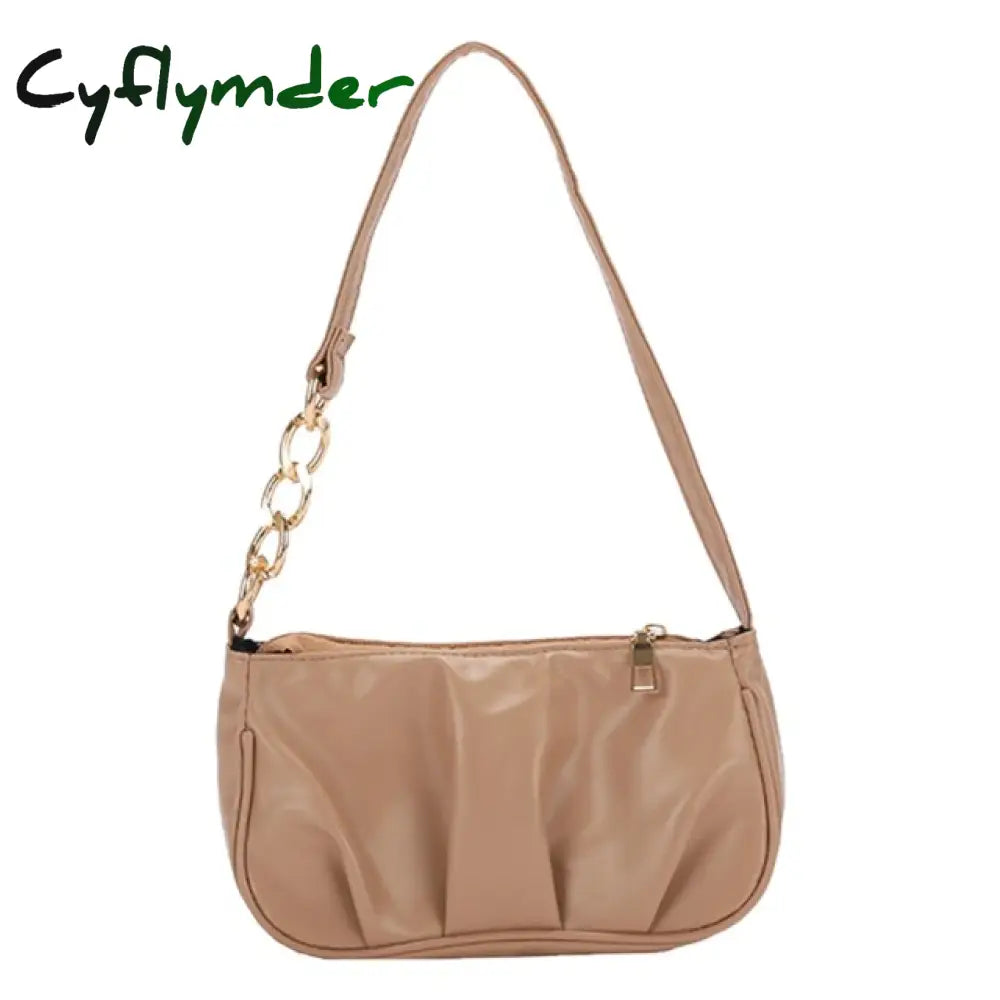Cyflymder Women’s Bag Soft Pu Leather Women Shoulder Underarm Retro Solid Color Ladies Handbags