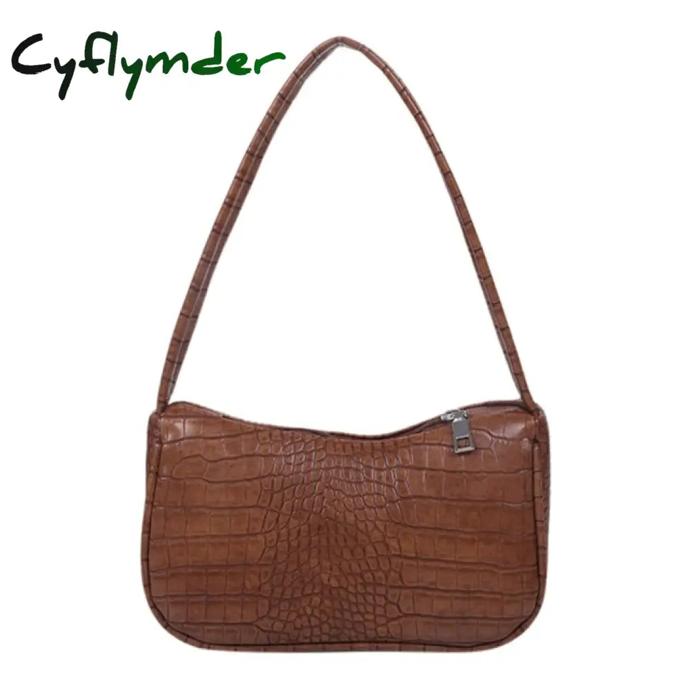 Cyflymder Women’s Bag Soft Pu Leather Women Shoulder Underarm Retro Solid Color Ladies Handbags