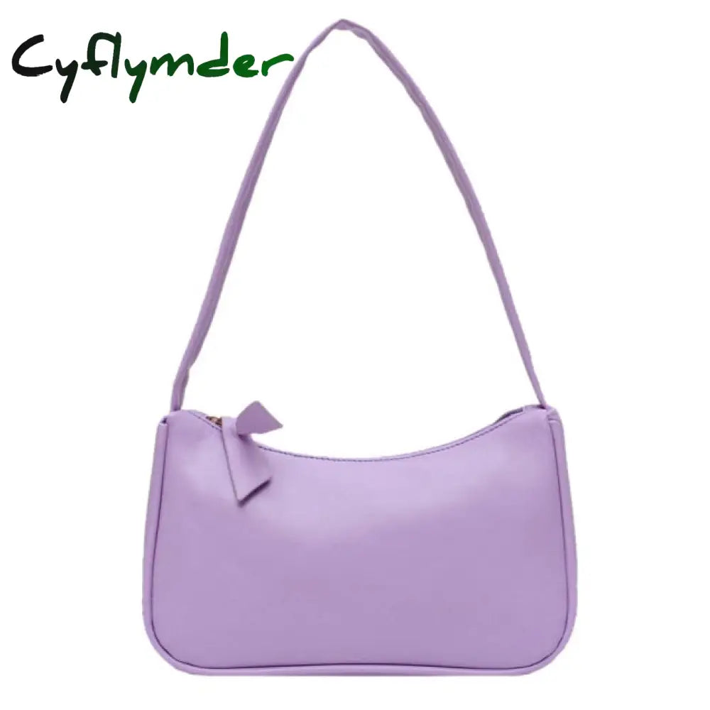 Cyflymder Women’s Bag Soft Pu Leather Women Shoulder Underarm Retro Solid Color Ladies Handbags