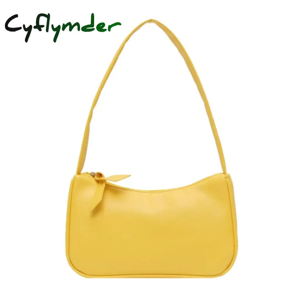 Cyflymder Women’s Bag Soft Pu Leather Women Shoulder Underarm Retro Solid Color Ladies Handbags