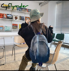 Cyflymder Women’s Bag Trend Gradient Denim Fabric Backpack Men’s Fashion Travel Unisex Student