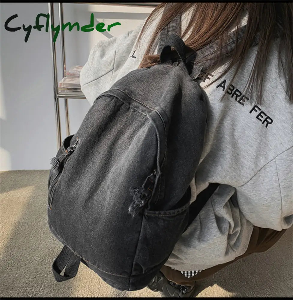 Cyflymder Women’s Bag Trend Gradient Denim Fabric Backpack Men’s Fashion Travel Unisex Student