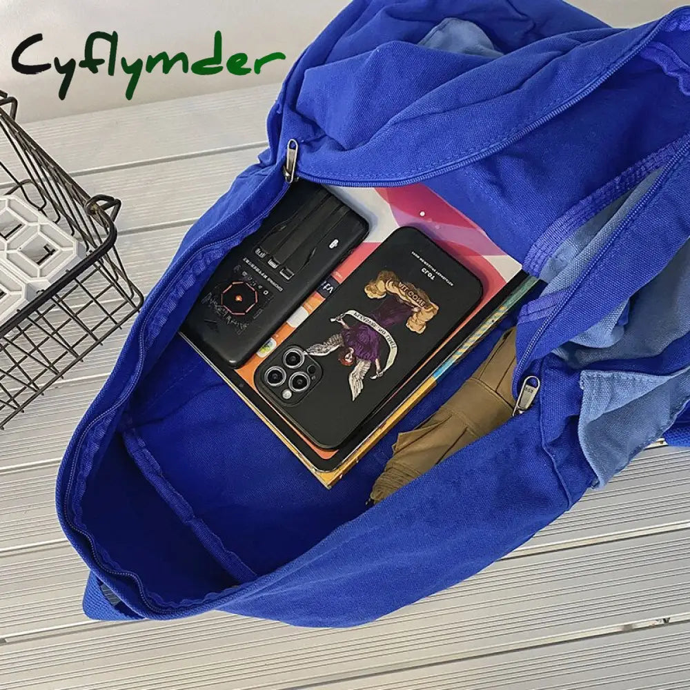 Cyflymder Women’s Bag Trend Panelled Contrast Backpack Unisex Canvas Travel Casual College Style