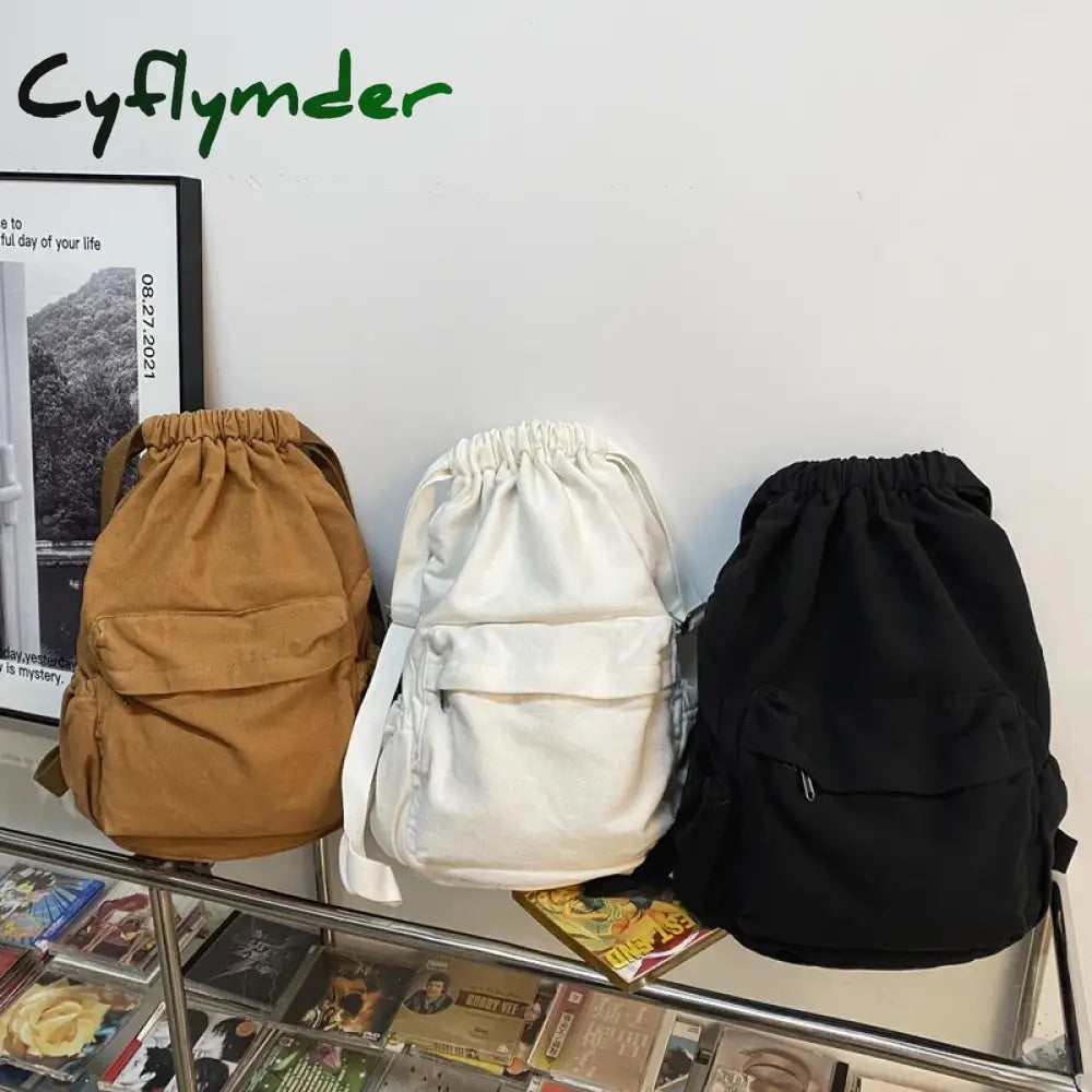 Cyflymder Women’s Canvas Cute Drawstring Backpack Fashion Laptop Schoolbag Cool Girl Travel