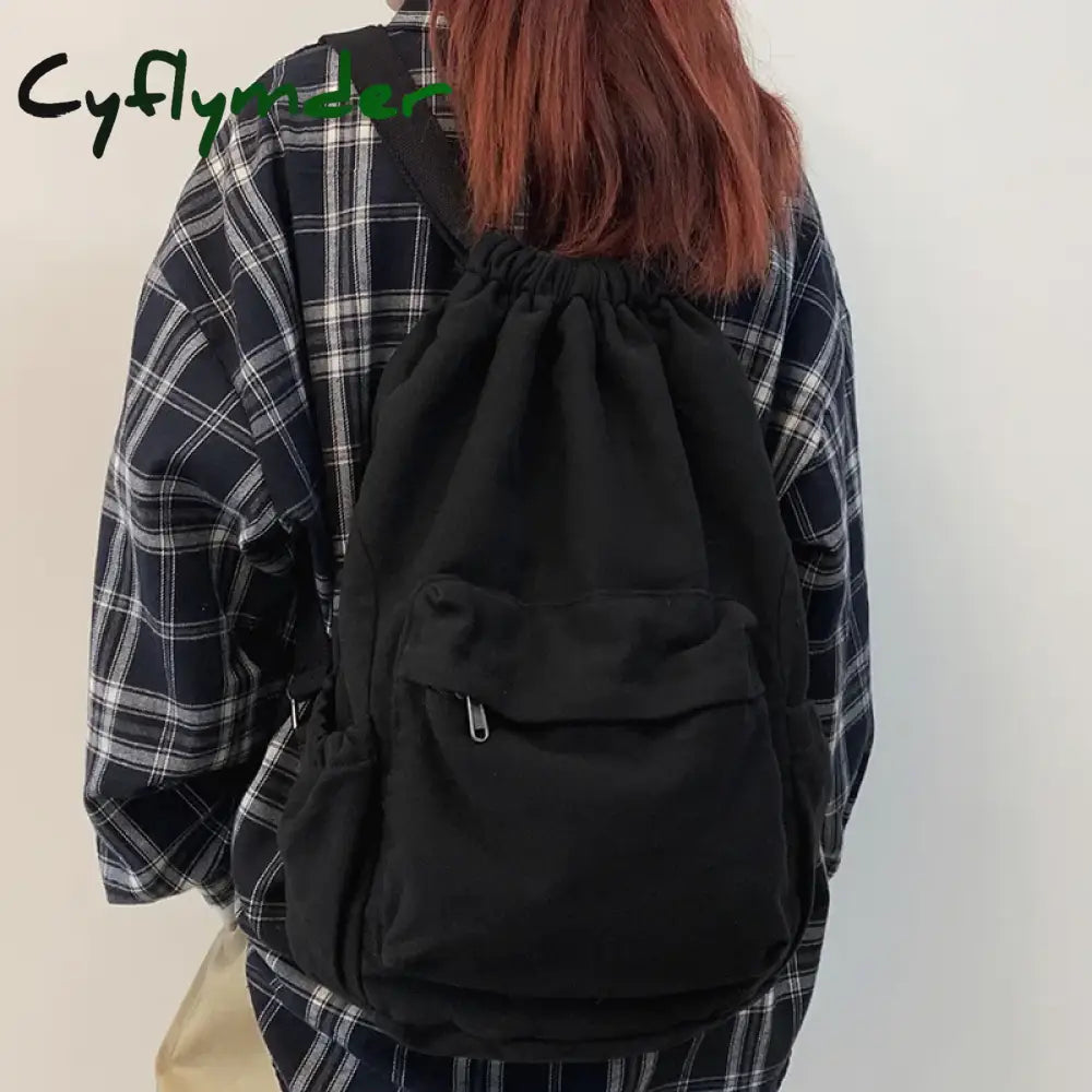 Cyflymder Women’s Canvas Cute Drawstring Backpack Fashion Laptop Schoolbag Cool Girl Travel