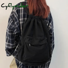 Cyflymder Women’s Canvas Cute Drawstring Backpack Fashion Laptop Schoolbag Cool Girl Travel