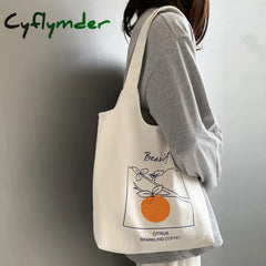 Cyflymder Women’s Canvas Shoulder Tote Bag Large Cotton Cloth Shopping Bags For Lady Female