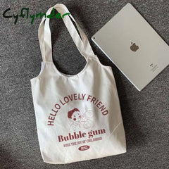 Cyflymder Women’s Canvas Shoulder Tote Bag Large Cotton Cloth Shopping Bags For Lady Female