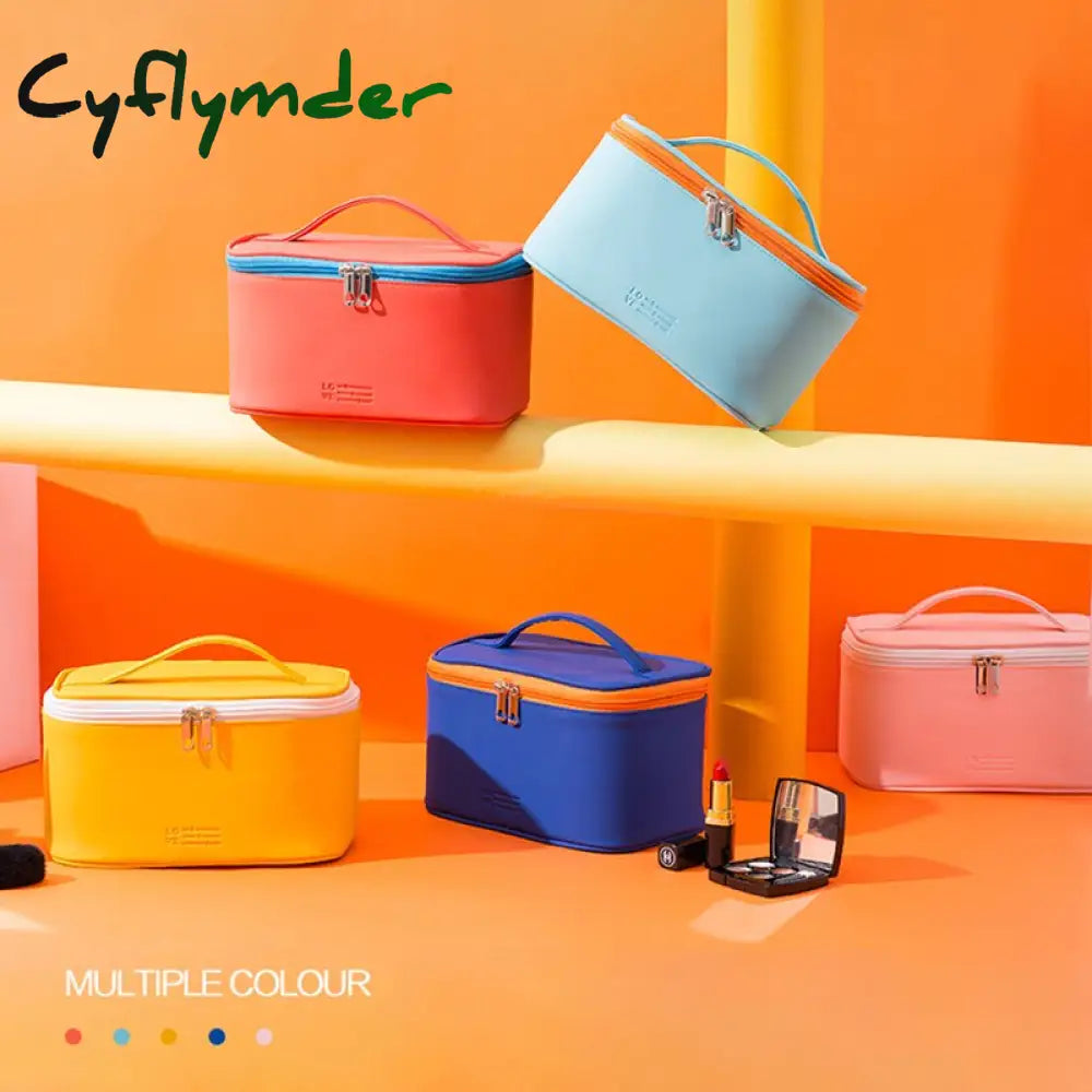Cyflymder Women’s Cosmetic Bag Make Up Organizer Travel Necessaries Zipper Makeup Case Pouch