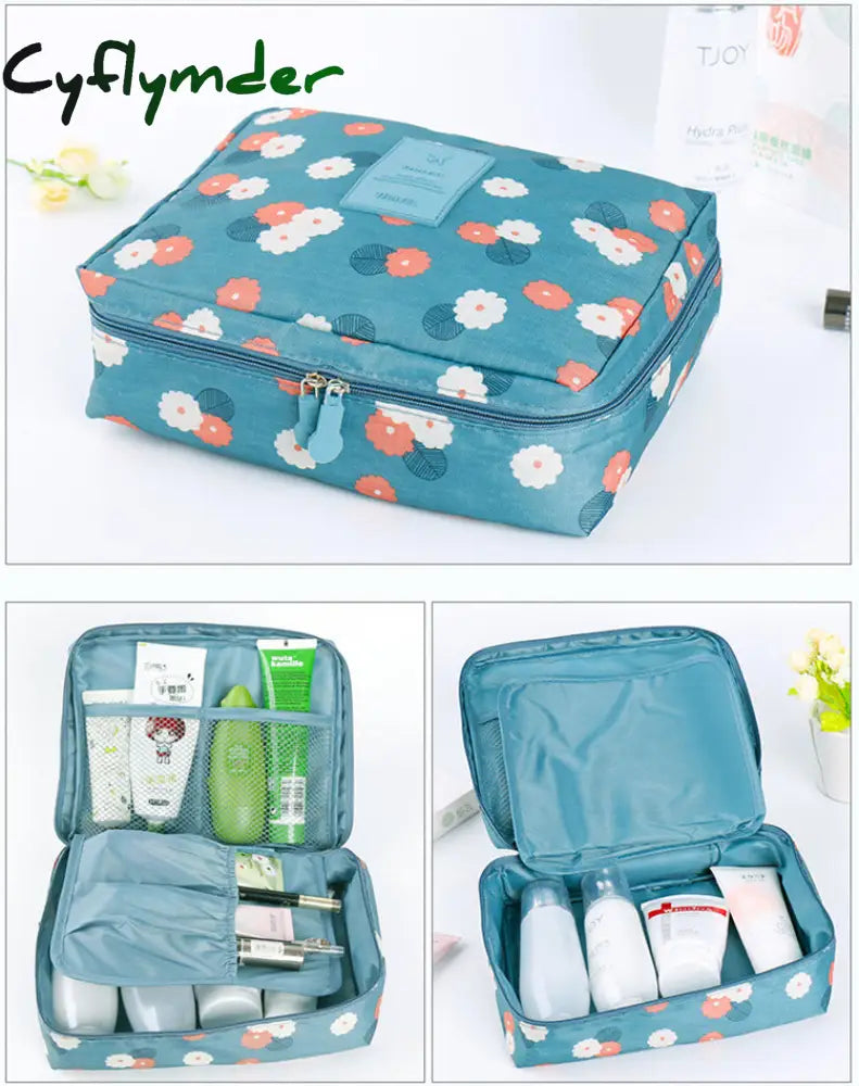 Cyflymder Womens Cosmetic Toiletry Bags Travel Makeup Bag Girl’s Cute Printing Organizer Make Up